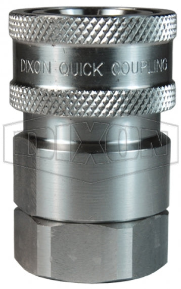 3VF3-SS by Dixon Valve | Hydraulic Quick Disconnect Coupling | V-Series | 3/8" Female NPTF x 3/8" MIL-C-51234 Valved | Socket | Nitrile Seal | 316 Stainless Steel