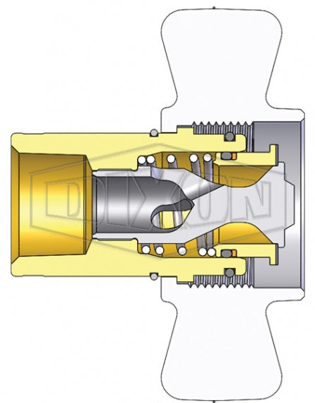 3WF2-B by Dixon Valve | Hydraulic Quick Disconnect Coupling | W-Series | 1/4" Female NPTF x 3/8" Wingstyle Interchange | Socket | Nitrile Seal | Brass