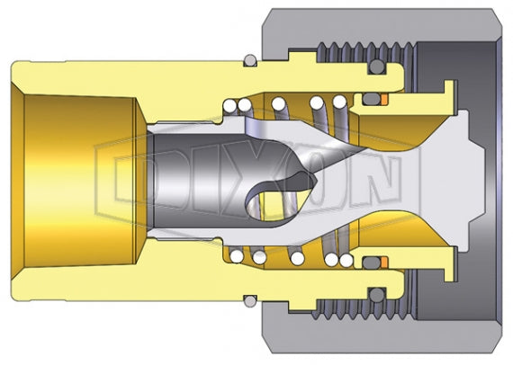 10WF10-B-HN by Dixon Valve | Hydraulic Quick Disconnect Coupling | W-Series | 1-1/4" Female NPTF x 1-1/4" Wingstyle Interchange Hex-Nut | Socket | Nitrile Seal | Brass