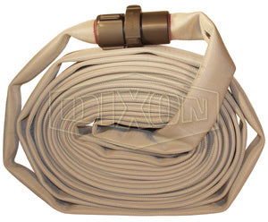 M15100RAF Dixon Synthetic Single Jacket Mill Hose - Coupled - Fem. x Male NST(NH) Expansion Ring Couplings - Rocker Lug - 1-1/2" Hose Size - 1-11/16" Bowl - 100ft Length