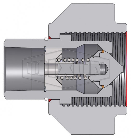 16WSF16-BOP by Dixon Valve | Hydraulic Quick Disconnect Coupling | WS-BOP-Series | 2" Female NPTF x 2" Heavy-Duty Wingstyle Blowout Preventer Safety End | Socket | FKM Seal | Steel