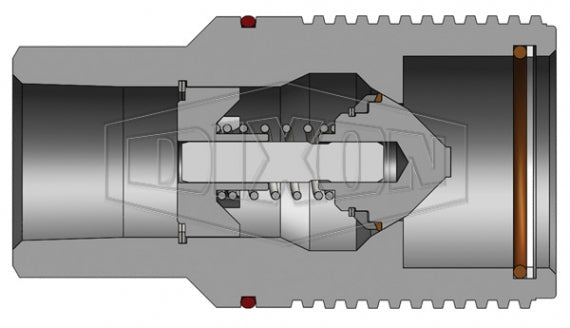 WS12F12-SS-BOP by Dixon Valve | Hydraulic Quick Disconnect Coupling | WS-BOP-Series | 1-1/2" Female NPTF x 1-1/2" Heavy-Duty Wingstyle Blowout Preventer Safety End | Plug | 316 Stainless Steel