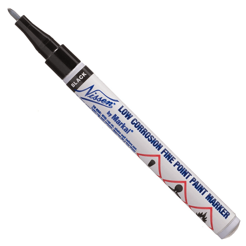 028780 Markal Nissen Low Corrosion Fine Point Paint Marker - 1/32" (1 mm) Mark Size - Black (Case of 48) - Beltsmart