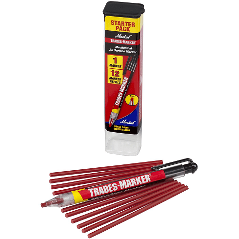 096132 Markal TRADES MARKER Starter Pack (1 Holder, 12 Refills) - Red - (Case of 6) - Beltsmart