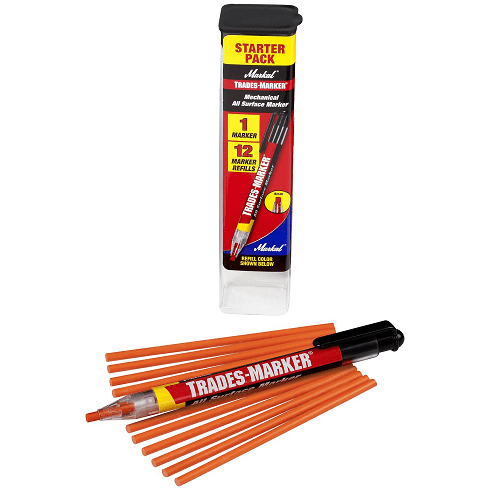 096137 Markal TRADES MARKER Starter Pack (1 Holder, 12 Refills) - Orange - (Case of 6) - Beltsmart