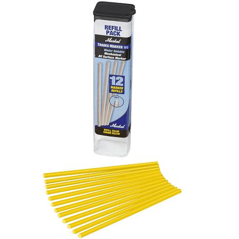 096181 Markal Trades-Marker WS Refillpack - 12 Sticks - Yellow - (Case of 144) - Beltsmart