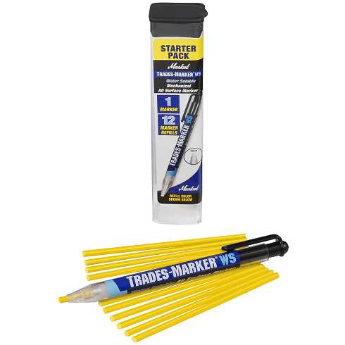 096191 Markal Trades-Marker WS Starter Pack - 1 Holder & 12 Refills - Yellow - (Case of 6) - Beltsmart