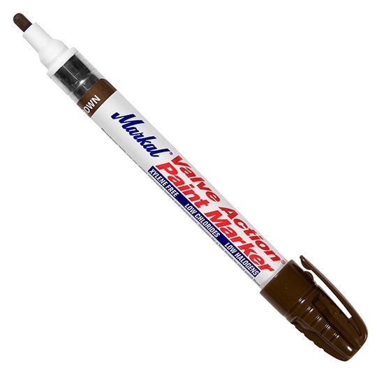 096809 Markal Valve Action Paint Marker - 1/8" (3 mm) Mark Size - Brown (Case of 48) - Beltsmart