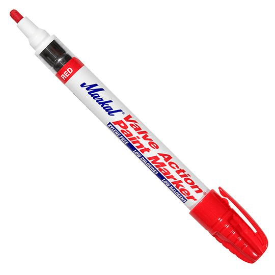 096802 Markal Valve Action Paint Marker - 1/8" (3 mm) Mark Size - Red (Carded) (Case of 24) - Beltsmart