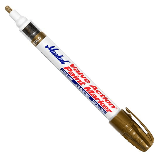 096827 Markal Valve Action Paint Marker - 1/8" (3 mm) Mark Size - Gold (Case of 48) - Beltsmart