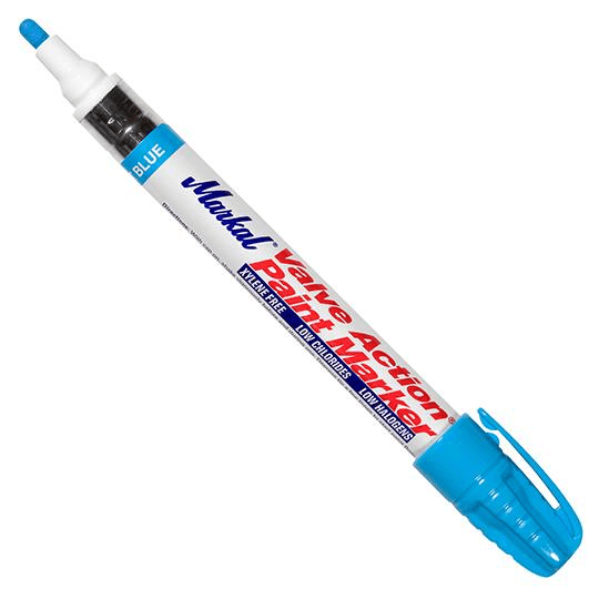 096835 Markal Valve Action Paint Marker - 1/8" (3 mm) Mark Size - Light Blue (Case of 48) - Beltsmart