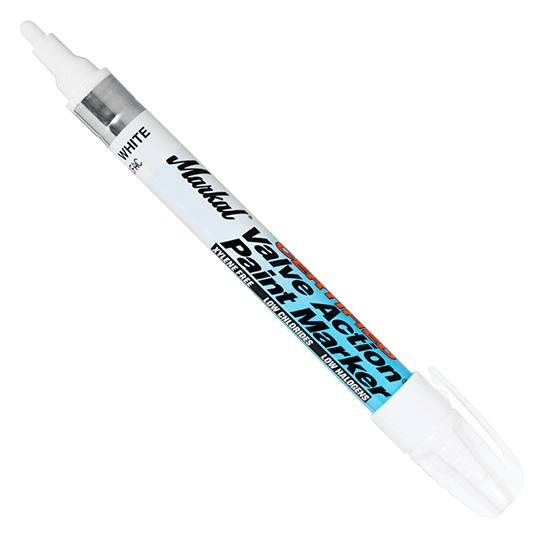 096880 Markal Certified Valve Action Paint Marker - 1/8" (3 mm) Mark Size - White (Case of 48) - Beltsmart