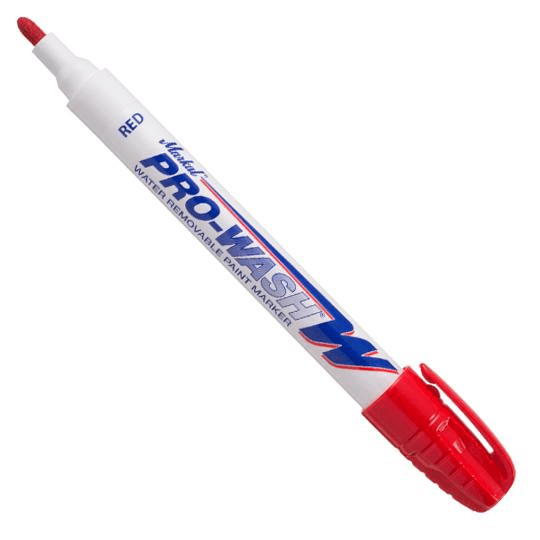 097032 Markal PRO-WASH - Water Removable - 1/8" (3 mm) Mark Size - Red (Case of 48) - Beltsmart