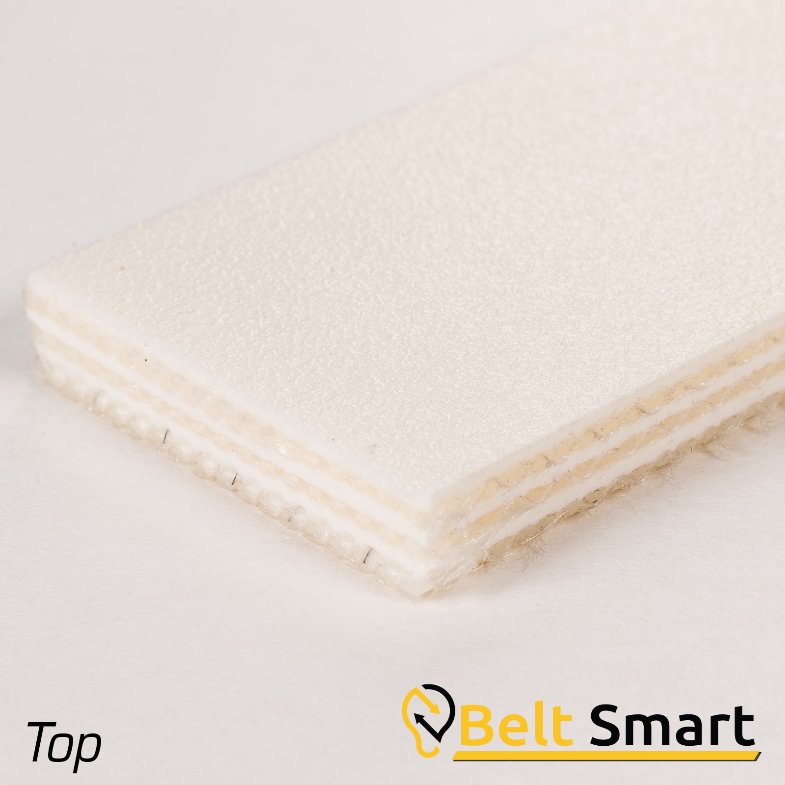 BS117 - #117 Beltservice 3 Ply Poly CR150 FDA White PVC x Bare Conveyor Belt