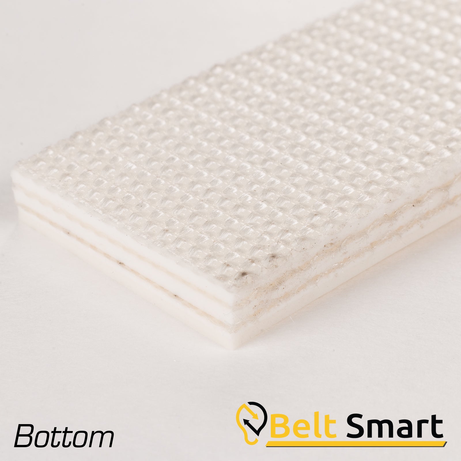 BS117 - #117 Beltservice 3 Ply Poly CR150 FDA White PVC x Bare Conveyor Belt