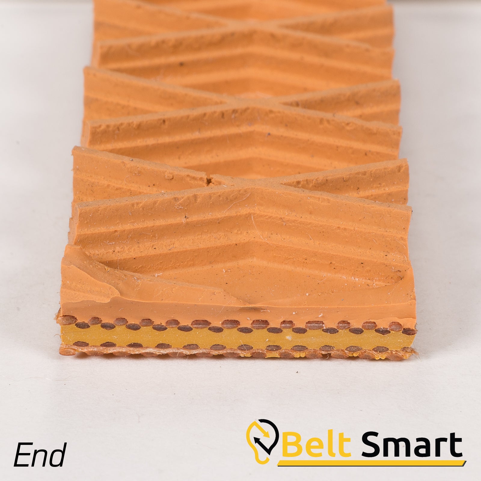 BS067A - #67a Beltservice 2 Ply 150 Tan Wedgegrip Diamond top x Bare Conveyor Belt