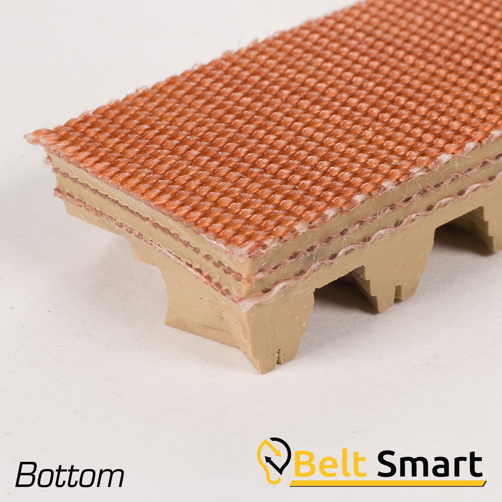 BS067B - #67b Beltservice 3 Ply 225 Tan Wedgegrip Diamond Top x Bare Conveyor Belt