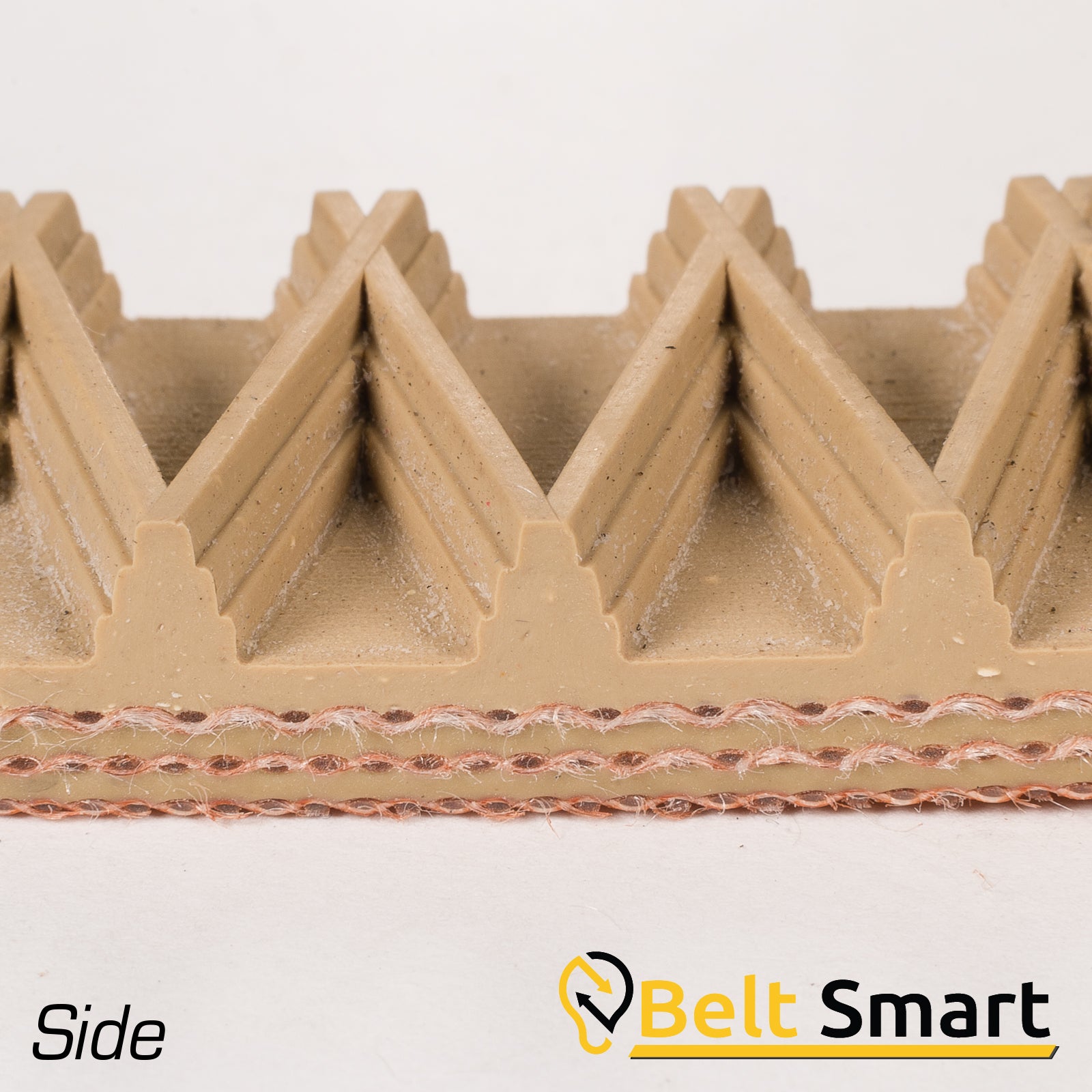 BS067B - #67b Beltservice 3 Ply 225 Tan Wedgegrip Diamond Top x Bare Conveyor Belt