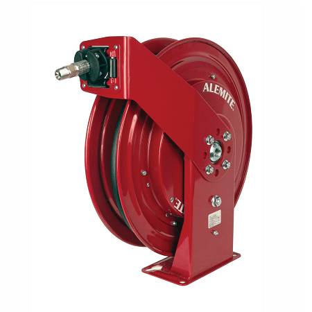 8078-F Alemite Heavy Duty Reel - Air/Water - Connecting Hose Inlet, 1/2" NPTF(m) - Delivery Hose Outlet, 1/4" NPTF(m) - Delivery Hose specification, 3/8" x 50' (317803-50) - Max Pressure, 300 PSI