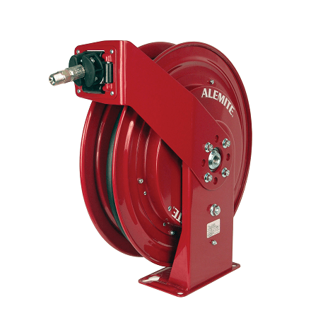 8078-H Alemite Severe Duty Reel - Oil - Connecting Hose Inlet, 1/2" NPTF(m) - Delivery Hose Outlet, 1/2" NPTF(m) - Delivery Hose specification, 1/2" x 50' (317813-50) - Max Pressure, 1,500 PSI