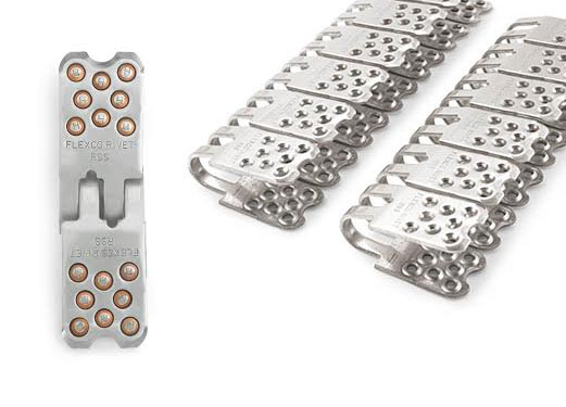 RAR8-SE-60/1500 Flexco SR Scalloped Edge R8 Rivet Hinged Fasteners - RUSTALLOY (2 Continuous Strips) - 41714 - 60" Belt Width
