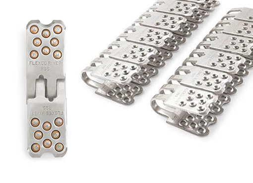 R9S-SE-54/1350 Flexco SR Scalloped Edge R9 Rivet Hinged Fasteners - 300 SERIES STAINLESS STEEL (Two 6-Plate or 7-Plate Strips) - 41738 - 54" Belt Width