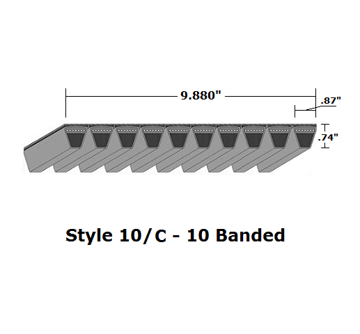 10/C225 Classical 10- Banded Wrapped V- Belt - 10/C - 227.2" O. C. - Beltsmart