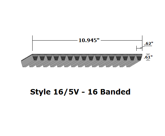 16/5V850 Wedge 16- Banded Wrapped V- Belt - 16/5V - 85" O. C. - Beltsmart