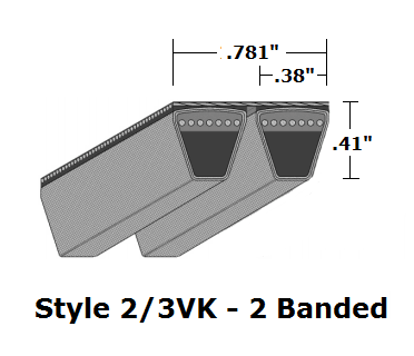 2/3VK950 Wedge 2- Banded Kevlar V- Belt - 2/3VK - 95" O. C. - Beltsmart
