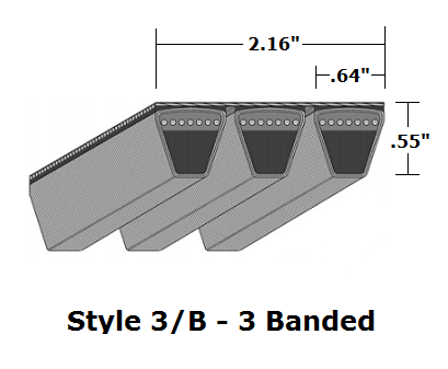 3/B97 Classical 3- Banded Wrapped V- Belt - 3/B - 100" O. C. - Beltsmart