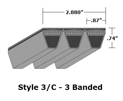 3/C315 Classical 3- Banded Wrapped V- Belt - 3/C - 317.2" O. C. - Beltsmart