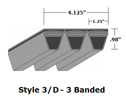 3/D240 Classical 3- Banded Wrapped V- Belt - 3/D - 242.7" O. C. - Beltsmart