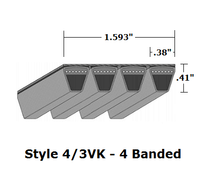 4/3VK530 Wedge 4- Banded Kevlar V- Belt - 4/3VK - 53" O. C. - Beltsmart