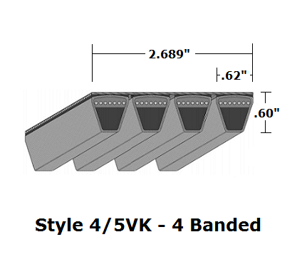 4/5VK850 Wedge 4- Banded Kevlar V- Belt - 4/5VK - 85" O. C. - Beltsmart