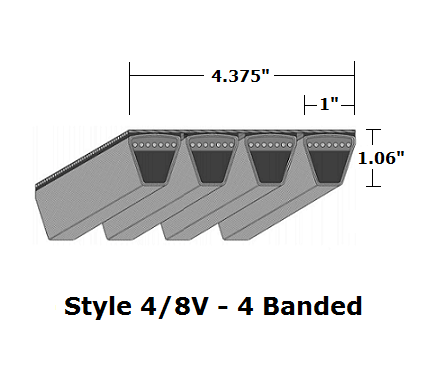 4/8V1600 Wedge 4- Banded Wrapped V- Belt - 4/8V - 160" O. C. - Beltsmart