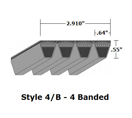 4/B180 Classical 4- Banded Wrapped V- Belt - 4/B - 183" O. C. - Beltsmart