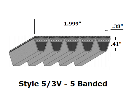 5/3V950 by Bestorq | Wedge 5- Banded Wrapped V-Belt | 5/3V Section | 95" O.C.