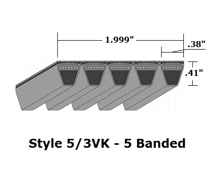 5/3VK750 by Bestorq | Wedge 5- Banded Kevlar V-Belt | 5/3VK Section | 75" O.C.