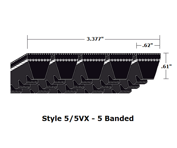 5/5VX670 by Bestorq | Wedge 5- Banded Cogged Cut Edge V-Belt | 5/5VX Section | 67" O.C.