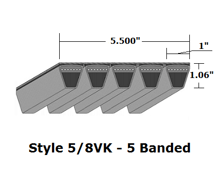 5/8VK1320 by Bestorq | Wedge 5- Banded Kevlar V-Belt | 5/8VK Section | 132" O.C.