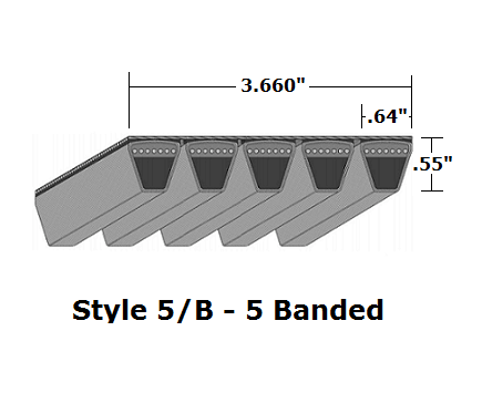 5/B76 by Bestorq | Classical 5- Banded Wrapped V-Belt | 5/B Section | 79" O.C.