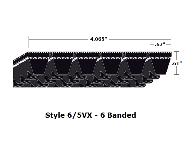 6/5VX830 by Bestorq | Wedge 6- Banded Cogged Cut Edge V-Belt | 6/5VX Section | 83" O.C.