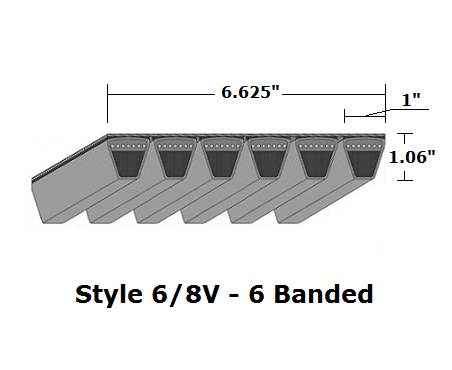 6/8V1900 by Bestorq | Wedge 6- Banded Wrapped V-Belt | 6/8V Section | 190" O.C.