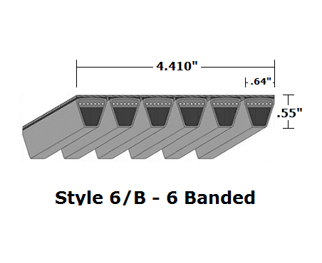 6/B67 by Bestorq | Classical 6- Banded Wrapped V-Belt | 6/B Section | 70" O.C.