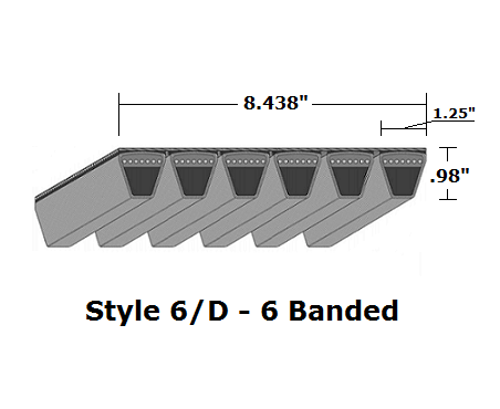 6/D540 by Bestorq | Classical 6- Banded Wrapped V-Belt | 6/D Section | 542.7" O.C.
