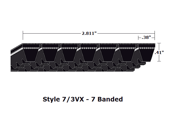 7/3VX520 by Bestorq | Wedge 7- Banded Cogged Cut Edge V-Belt | 7/3VX Section | 52" O.C.