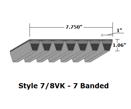 7/8VK2000 by Bestorq | Wedge 7- Banded Kevlar V-Belt | 7/8VK Section | 200" O.C.