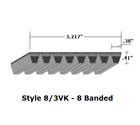 8/3VK1180 by Bestorq | Wedge 8- Banded Kevlar V-Belt | 8/3VK Section | 118" O.C.