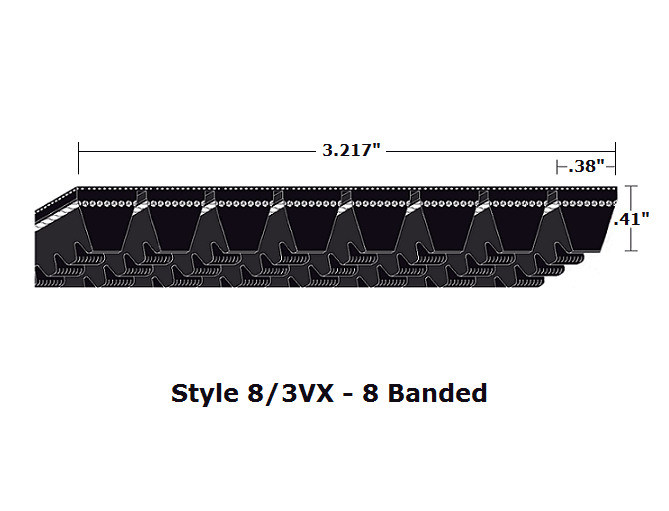 8/3VX1180 by Bestorq | Wedge 8- Banded Cogged Cut Edge V-Belt | 8/3VX Section | 118" O.C.