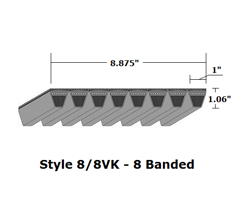 8/8VK1700 by Bestorq | Wedge 8- Banded Kevlar V-Belt | 8/8VK Section | 170" O.C.